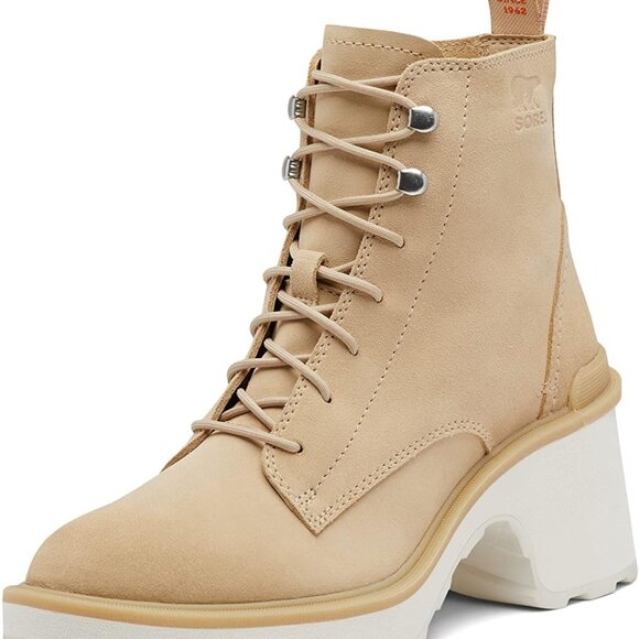 Sorel Women's Hi Line Lace Up Lug Combat Boot- Ceramic Chalk- NEW - Picture 1 of 5
